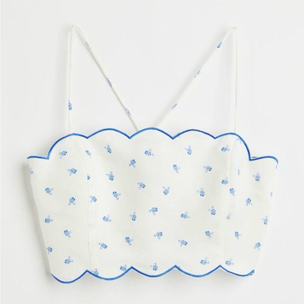 Printed Linen-blend Top